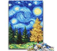 Jigsaws 1000 Pieces for Teenagers Night Sky Forest Stress Reliever Difficult Challenge Every Piece Is Unique - Challenging Family Fun Game 38x26cm