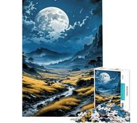 Jigsaws 1000 Pieces for Teenagers Nighttime Mountain Valley Help The Brain Exercise A Work of Art Fun Games Suitable for Ages 14 And Up (50x75cm)