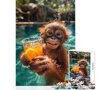 Jigsaws 1000 Pieces for Teenagers Orang Utan Bartender Toy Wall Decor Great Gift for Games for Educational Game Every Piece Is Unique - Size 38x52cm