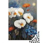Jigsaws 1000 Pieces for Teenagers Orchid Garden Painting Puzzles for Adults Toy Wall Decor Pattern Assembly Great Gift for Gaming 52x38cm/1000pcs