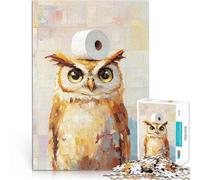 Jigsaws 1000 Pieces for teenagers Owl with Toilet Paper Herausfordernd Schwierig mit passendem Poster und Quizblatt75x50cm