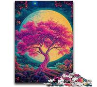 Jigsaws 1000 Pieces for Teenagers Pink Cherry Blossom Tree Puzzles,Stress Reliever Staycation Kill Time Wishlist with Santa Claus (38x26cm)