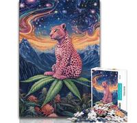 Jigsaws 1000 Pieces for Teenagers Pink Leopard 1000 Pieces for Adults,Learning Educational Toys Family Games Unique Birthday And Gifts 26x38cm