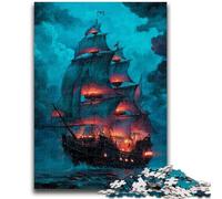 Jigsaws 1000 Pieces for Teenagers Pirate Ship Artistic Wall Decor & Birthday Gift Idea for Friends, Home Office 26X38CM