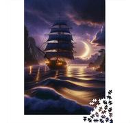 Jigsaws 1000 Pieces for Teenagers Pirate Ship Sunset Ocean-1 Puzzles for Adults Toy Wall Decor Pattern Assembly Great Gift for Gaming 70x50cm/1000pcs