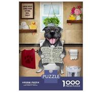 Jigsaws 1000 Pieces for Teenagers Pitbull Dog Funny WC Jigsaw Toy Wall Decor Staycation Kill Time Gifts for Friends And Family 52x38cm/1000pcs