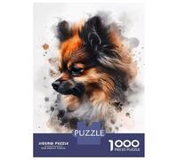 Jigsaws 1000 Pieces for Teenagers Pomeranian Watercolor Jigsaws for Adults Brain Teaser Game A Work of Art Great Gift for Gaming 52x38cm/1000pcs
