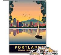 Jigsaws 1000 Pieces for Teenagers Portland City Waterfront, Train Your Brain And Hands Unique Birthday And Gifts for Age 14+ 26x38cm