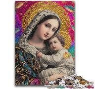 Jigsaws 1000 Pieces for Teenagers Portrait of Mary The Mother for And 14 Years And over Educational Challenge Fun Activities at Home, Birthday Gifts, Travel Gifts 38x26cm