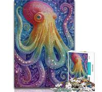 Jigsaws 1000 Pieces for Teenagers Psychedelic Animal Octopus Adult Jigsaw,Fun Games Every Piece Is Unique - Challenging Family Fun Game (size 38x26cm)