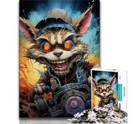 Jigsaws 1000 Pieces for Teenagers Psychedelic Animal Raccoon Jigsaw,Educational Games Home Decoration Birthday Present, Gifts, Wall Art 75x50cm