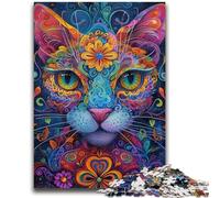 Jigsaws 1000 Pieces for Teenagers Psychedelic Cat Educational Game Challenge Toy Wall Decoration Unique Birthday And Xmas Gifts 50x75cm