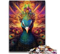 Jigsaws 1000 Pieces for Teenagers Psychedelic Peacock 1000 Pieces for Teenagers,Interesting Stress Reduction Parent-child Interaction (75x50cm)