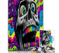 Jigsaws 1000 Pieces for Teenagers Psychedelic Skull Teenager Puzzles,learning Educational for Is Ideal As A Gift for The Whole Family (size 38x26cm)