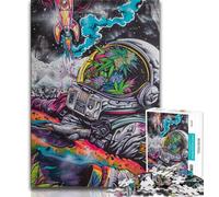 Jigsaws 1000 Pieces for Teenagers Psychedelic Smoke Astronaut Adult Jigsaw,Fun Games Every Piece Is Unique - Challenging Family Fun Game (size 75x50cm)