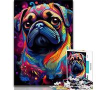 Jigsaws 1000 Pieces for Teenagers Pug Colourful Teenager Puzzles,learning Educational for Is Ideal As A Gift for The Whole Family (size 75x50cm)