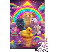 Jigsaws 1000 Pieces for Teenagers Rainbow Cats And Unicorns Puzzles for Adults Toy Wall Decor Pattern Assembly Great Gift for Gaming 52x38cm/1000pcs