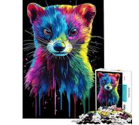 Jigsaws 1000 Pieces for Teenagers Rainbow Pop Art Ferret Portrait Challenging To Complete Stress Reliever Toy Wall Decor for Age 14+ Game (38x26cm)