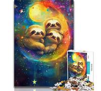 Jigsaws 1000 Pieces for Teenagers Rainbow Sloth,Help The Brain Exercise Addictive Toys to Cultivate Patience Perfect Decoration (38x26cm)