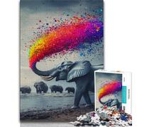 Jigsaws 1000 Pieces for Teenagers Rainbow Smoke Elephant 1000 Piece Jigsaw,Challenging Difficult Deal As Gifts for The Whole Family (size 75x50cm)