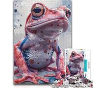 Jigsaws 1000 Pieces for Teenagers Red And Blue Frog Analysis And Logic Brain Teaser Game for And 14 Years And over 50x75cm