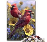 Jigsaws 1000 Pieces for Teenagers Red Bird Sunflower 1000 Pieces for Adults,Learning Educational Toys Family Games Unique Birthday And Gifts (38x26cm)