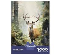 Jigsaws 1000 Pieces for Teenagers Red Deer Stag Painting Puzzles for Adults Toy Wall Decor Pattern Assembly Great Gift for Gaming 52x38cm/1000pcs