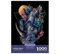 Jigsaws 1000 Pieces for Teenagers Rhinoceros Art Print Puzzles for Adults Toy Wall Decor Pattern Assembly Great Gift for Gaming 38x26cm/1000pcs