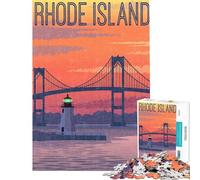 Jigsaws 1000 Pieces for Teenagers Rhode Island Bridge ﹨u Lighthouse Toys Educational Games Brain Teaser Game Learning Educational Gifts For Birthdays (size 38x52cm)