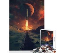 Jigsaws 1000 Pieces for Teenagers Rocket Launch in Space Toy Wall Decor Great Gift for Games for Educational Game Every Piece Is Unique - Size 50x75cm