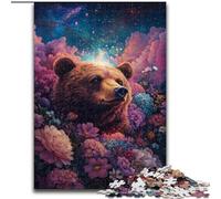Jigsaws 1000 Pieces for Teenagers Rose Brown Bear, Help The Brain Exercise Addictive Toys to Cultivate Patience Perfect Decoration (Size50x75cm)