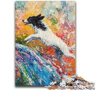 Jigsaws 1000 Pieces for Teenagers Running Border Collie Puzzles,Stress Reliever Staycation Kill Time Wishlist with Santa Claus (75x50cm)
