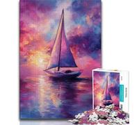 Jigsaws 1000 Pieces for Teenagers Sailboat Oil Painting Teenager Puzzles,learning Educational for Is Ideal As A Gift for The Whole Family (size 75x50cm)