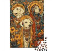 Jigsaws 1000 Pieces for Teenagers Saintly Dogs in Flowers Jigsaw Puzzle Toy Wall Decor Difficult Challenge Birthday Present, Gifts, 52x38cm/1000pcs