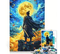 Jigsaws 1000 Pieces for Teenagers Samurai Under Full Moon, Educational Games, Parent-child Interaction, for Is Ideal As A Gift 38x26cm
