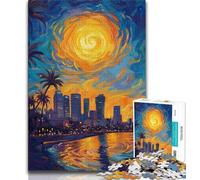 Jigsaws 1000 Pieces for Teenagers Seaside City View Adult Jigsaw,Fun Games Every Piece Is Unique - Challenging Family Fun Game (size 75x50cm)