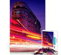 Jigsaws 1000 Pieces for Teenagers Shanghai City Flash Lamp Neat Joint Decor Mind Exercise Toy Rest Time Game Christmas Fun Gift (38x52cm)