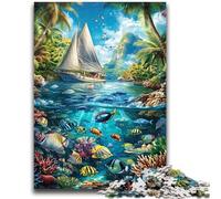 Jigsaws 1000 Pieces for Teenagers Ship Sailing on The Ocean Challenging To Complete But Fun And Humorous Unique Birthday And Gifts 26x38cm