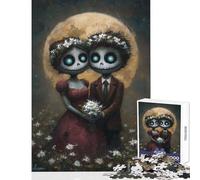 Jigsaws 1000 Pieces for Teenagers Skeleton Couple Wedding Under Moonlight Painting Relax Games Difficult Hard Home Decoration Toys Gifts for Friends And Family (38X52CM)