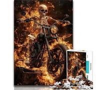 Jigsaws 1000 Pieces for Teenagers Skeleton Riding A Motorcycle 1000 Pieces for Adults,Family Game Stress Reliever Difficult Challenge Suitable for Couples (size 75x50cm)