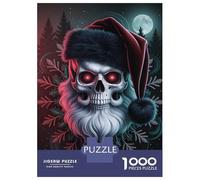 Jigsaws 1000 Pieces for Teenagers Skull Santa with Red Eyes Jigsaw Puzzle Toy Wall Decor Difficult Challenge Birthday Present, Gifts, 70x50cm/1000pcs