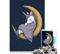 Jigsaws 1000 Pieces for Teenagers Sleeping Unicorn on The Moon Impossible Game Difficult And Challenge Unique Birthday And Xmas Gifts 38x52cm