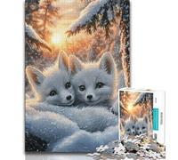 Jigsaws 1000 Pieces for Teenagers Sleeping White Fox 1000 Piece Puzzle,Stress Reliever Staycation Kill Time Wishlist with Santa Claus 75x50cm