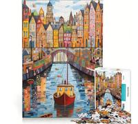 Jigsaws 1000 Pieces for Teenagers Small Boat on The River Impossible Game Difficult And Challenge Unique Birthday And Xmas Gifts 38x52cm