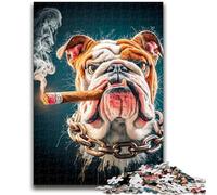 Jigsaws 1000 Pieces for Teenagers Smoking Bulldog Family Fun for Is Ideal As A Gift for The Whole Family for And Age 14 Years Up 26X38CM
