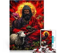 Jigsaws 1000 Pieces for teenagers Spiritual Figure with Lotus and Sheep Educational Family Game 26x38cm Gift For Birthdays for and Age 14