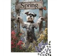 Jigsaws 1000 Pieces for Teenagers Spring Garden Dog Art Print Jigsaw Puzzle Toy Wall Decor Difficult Challenge Birthday Present, Gifts, 70x50cm/1000pcs