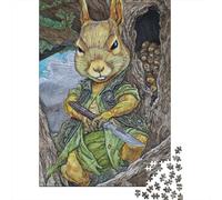 Jigsaws 1000 Pieces for Teenagers Squirrel with Knife in Forest Jigsaw Toy Wall Decor Staycation Kill Time Gifts for Friends And Family 70x50cm/1000pcs