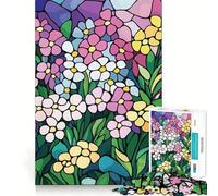 Jigsaws 1000 Pieces for Teenagers Stained Glass Flowers Neat Joint Decor Mind Exercise Toy Rest Time Game Christmas Fun Gift (50x75cm)