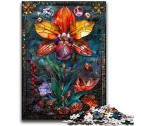 Jigsaws 1000 Pieces for Teenagers Stained Glass Flowers Puzzles,Stress Reliever Staycation Kill Time Wishlist with Santa Claus (75x50cm)